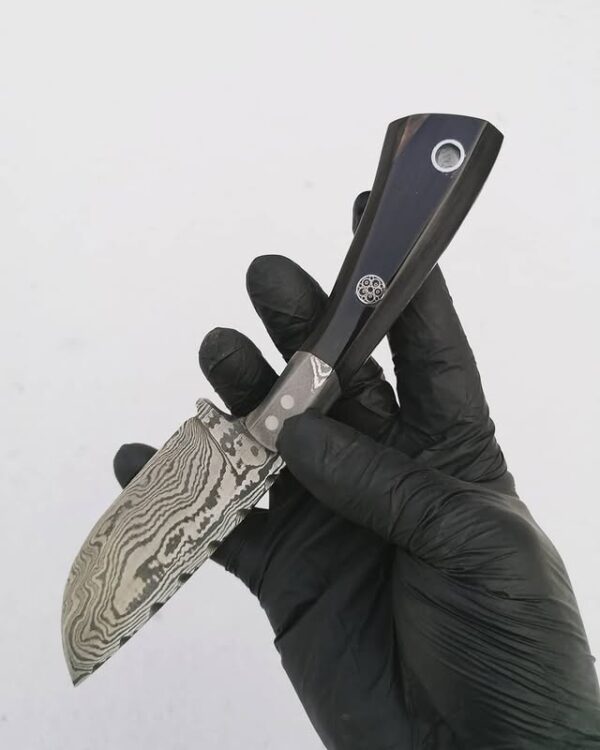 Damascus Balçaklı Manda Boynuzu Bıçak