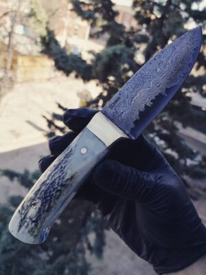 Doğal Keçi Boynuzu Saplı Damascus