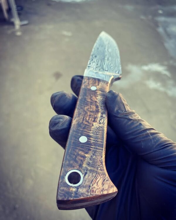 Su Damlası Desenli Meşe Saplı Demascus Bıçak