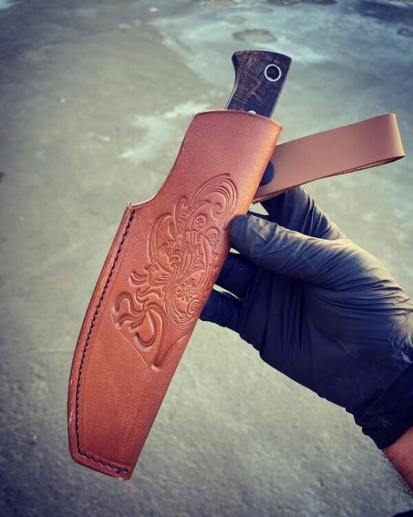 Su Damlası Desenli Meşe Saplı Demascus Bıçak