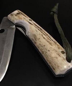 Damascus Geyik Boynuzu Katlanır Bıçak (Çakı)
