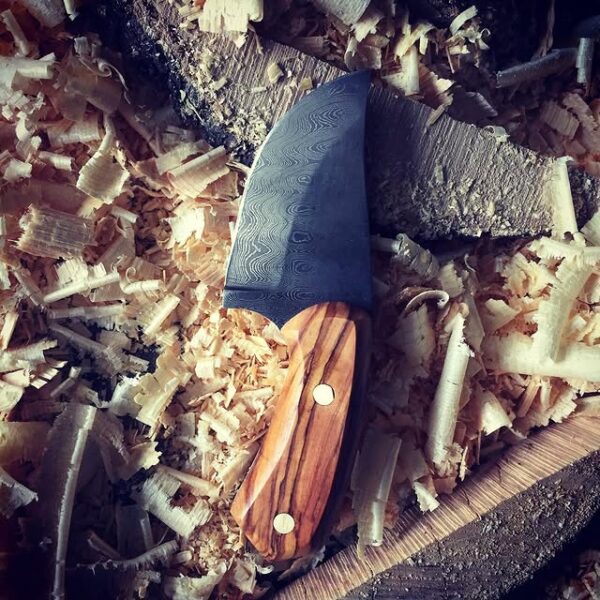 Zeytin Saplı Damascus Oyma Bıçağı