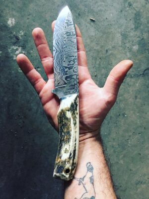 Damascus Avcı Bıçağı Boynuz Kabzalı