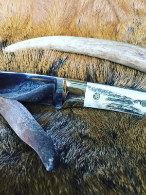 Demiryolu Çeliği Avcı Bıçağı - Özel Boynuz Sap