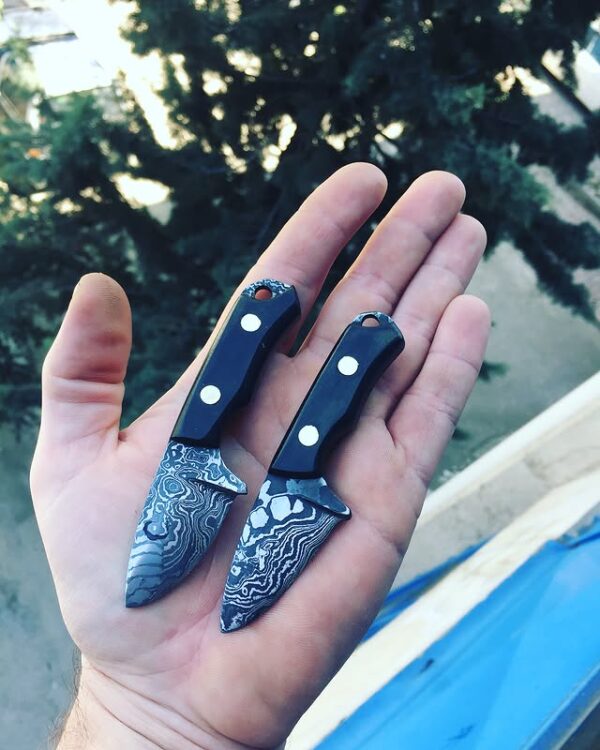 El Yapımı Mini Şam Çeliği EDC Bıçaklar (Çift)