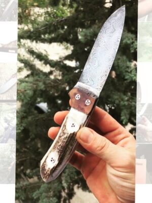 Üçlü Perçinli Damaskus Avcı Bıçağı