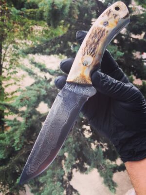 Desenli Balçaklı Damaskus Avcı Bıçağı