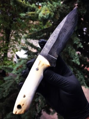 Damaskus Avcı Bıçağı (Boynuz Saplı)