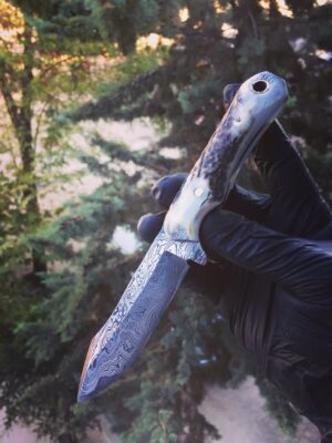 Damaskus Av Bıçağı (Açık Renk Boynuz Saplı)