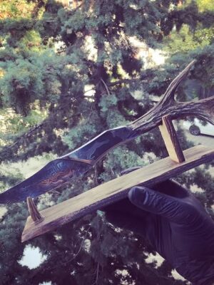 Boynuz Standlı Damaskus Kaması