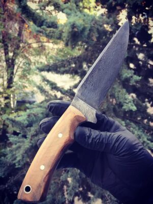 Damaskus Kamp Bıçağı (Yeşil Pelesenk Saplı)