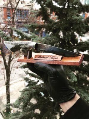 Kişiye Özel Ahşap Standlı Koleksiyonluk Demascus Bıçak