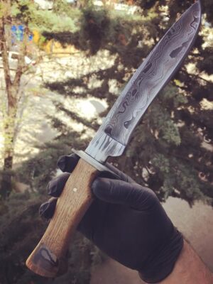 Damascus Desenli Ceviz Saplı Av Bıçağı